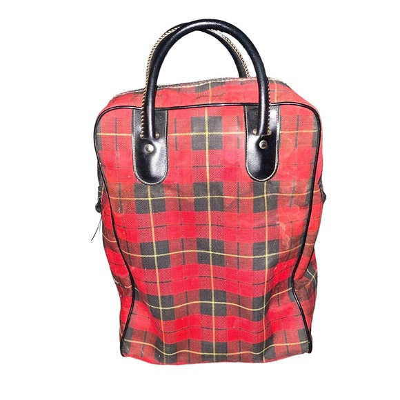 Vintage Alladin Plaid Tote with Two Metal King-Seeley 1-Liter Thermoses - Picture 2 of 11